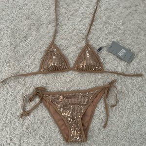 Never worn sequin gold bikini
